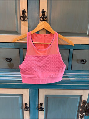 Women's Zyia Active Sports Bra S Pink Coral All Star Flower Power